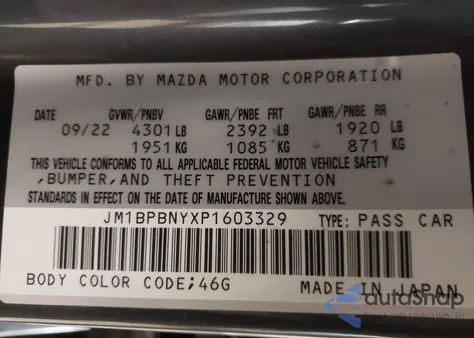 2023 Mazda Mazda3 2.5 Turbo Premium Plus z USA, uszkodzony, nr VIN JM1BPBNYXP1603329